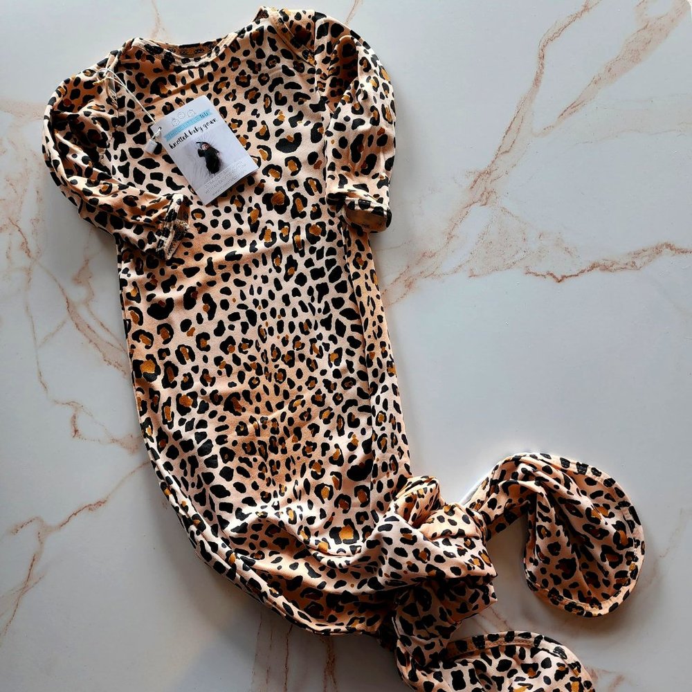 Leopard Knotted Baby Gown